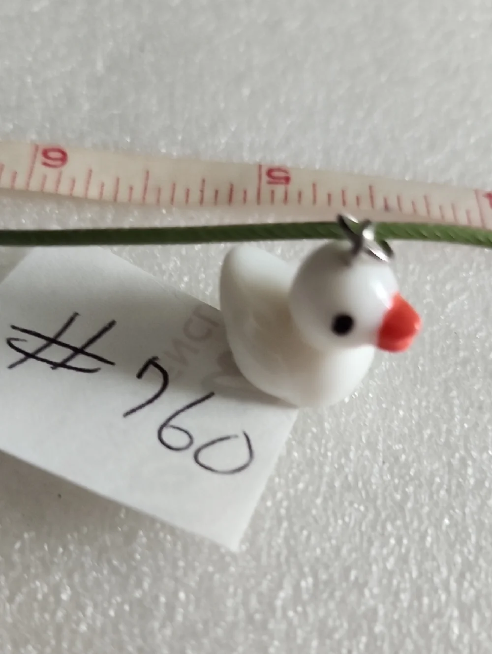 Hand Crafted White Duck Charm Bracelet / Anklet with Green Cord